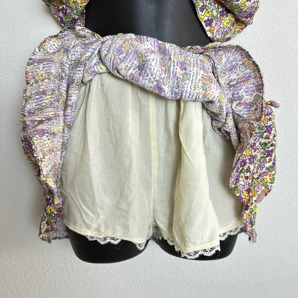 Free People Floral Ellia Two Piece Set Top and Ruffle Skirt Purple Combo Small - Picture 5 of 13